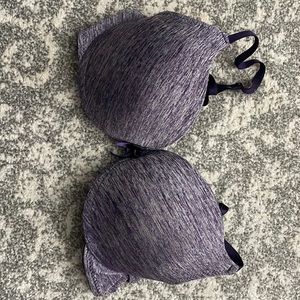 Beautiful purple satin & gray push-up bra. Size 34B